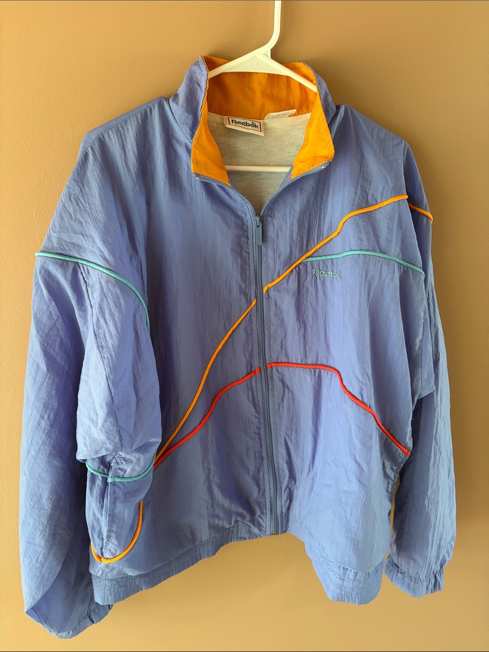 Vintage Reebok Light Lavender Track Suit with Orange Lining